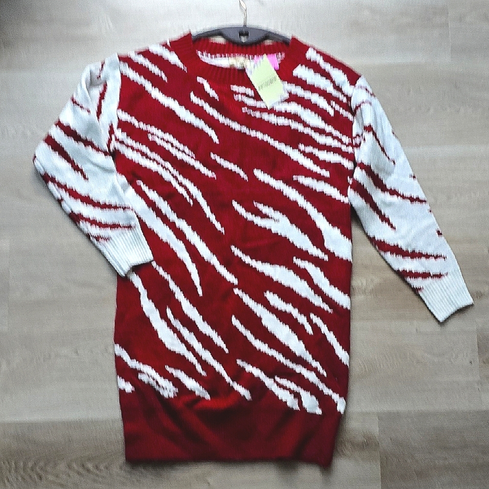 Burgundy & White Women's Sweater Dress